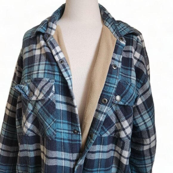 Vintage Canyon Guide Outfitters Blue Plaid Shacket‎ Jacket Mens 2X XXL Fleece - Picture 6 of 16